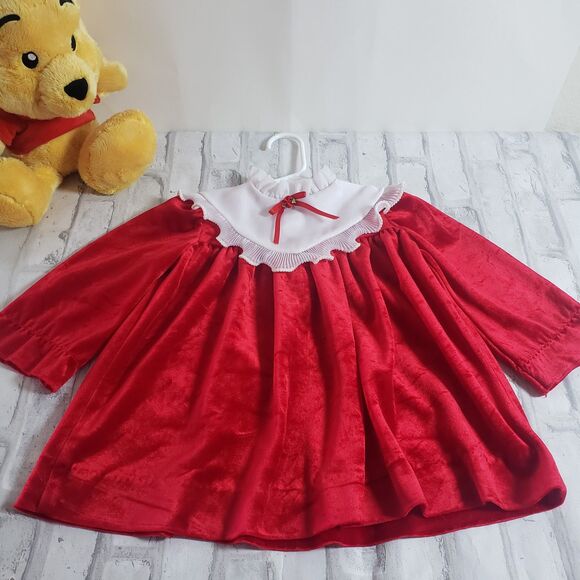 Vintage Velvet Red Winnie the Pooh Girls Dress - Picture 2 of 7